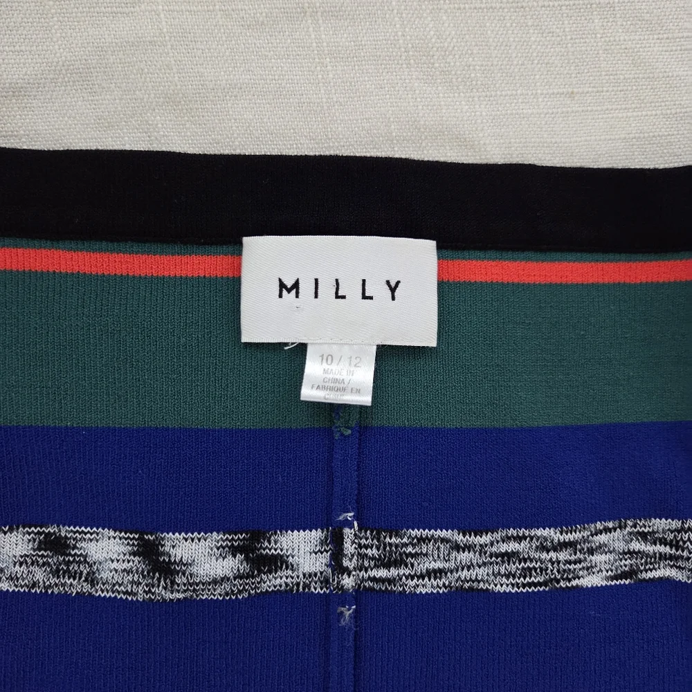 MILLY Rainbow Colorful Striped Women's Dress 10/12 Fitted Bodycon Pencil - Picture 4 of 13